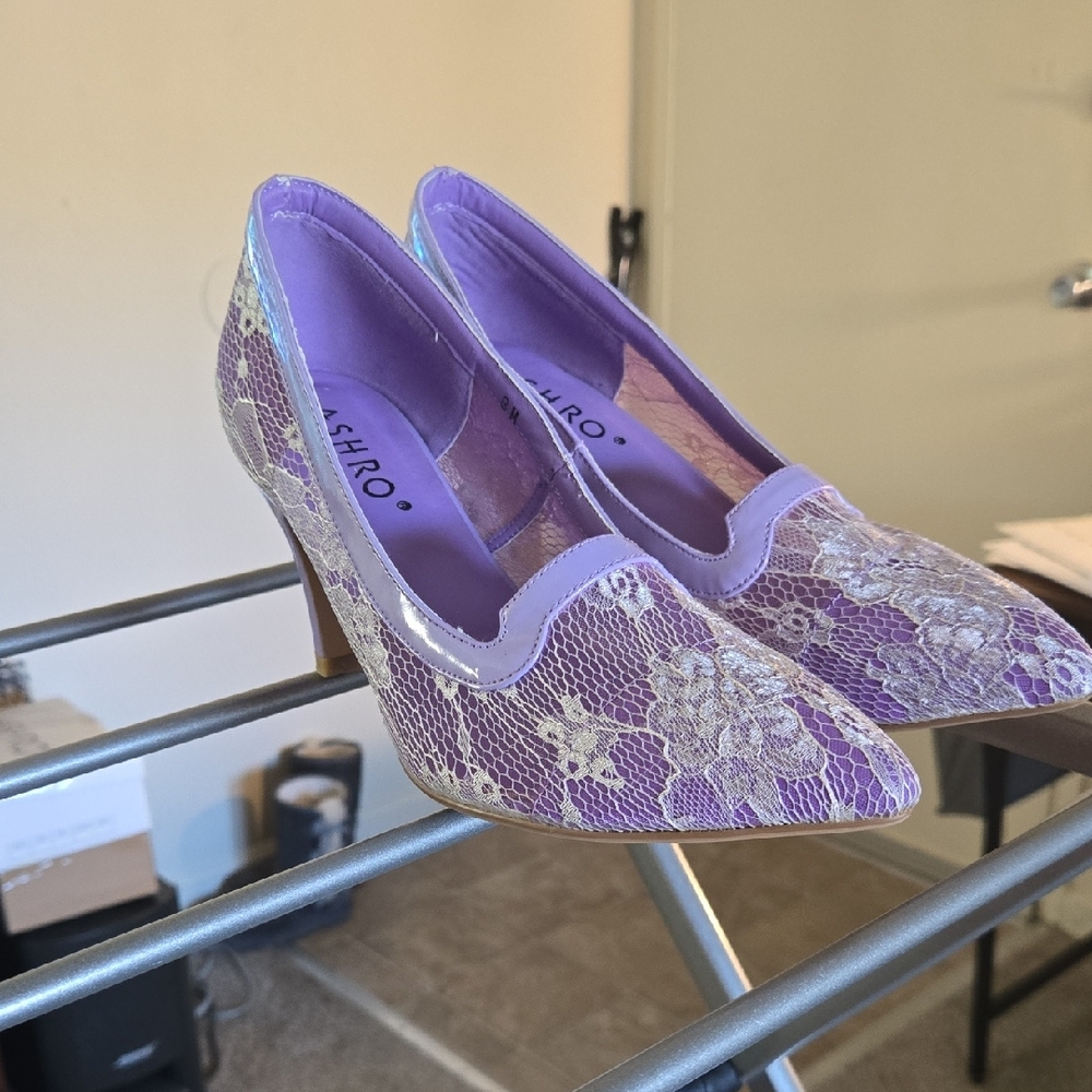 Ashro Lavender Lace Heels